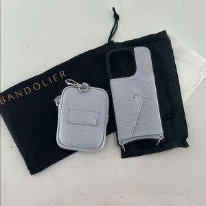 Bandolier Lavender Leather Crossbody Phone Case with Pouch